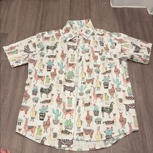 Men’s llama collared button down shirt